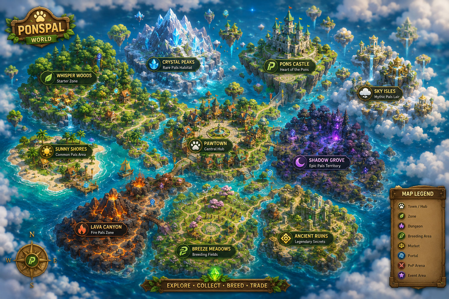 Illustrated map of PONSPAL World